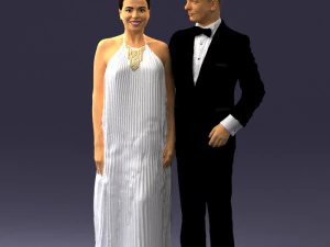 ダークスーツを着た新郎と新婦0457 3Dモデル