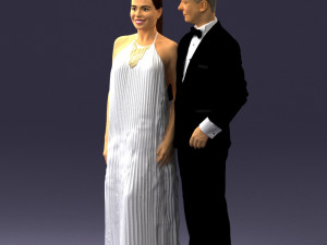 groom in dark suit and the bride 0457 3D Model