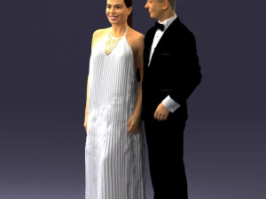groom in dark suit and the bride 0457 3D Model