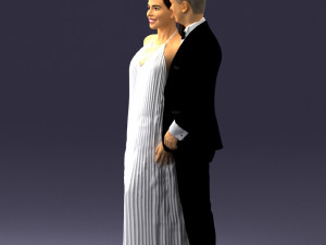 groom in dark suit and the bride 0457 3D Model