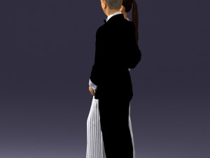 groom in dark suit and the bride 0457 3D Model