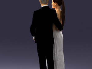 groom in dark suit and the bride 0457 3D Model