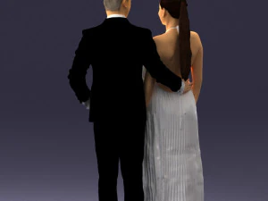 groom in dark suit and the bride 0457 3D Model