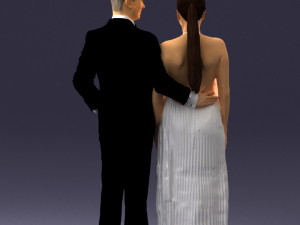 groom in dark suit and the bride 0457 3D Model