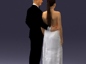 groom in dark suit and the bride 0457 3D Model