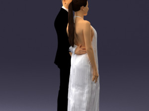 groom in dark suit and the bride 0457 3D Model