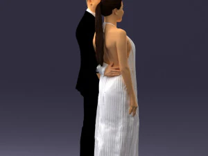groom in dark suit and the bride 0457 3D Model