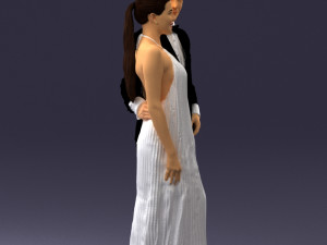 groom in dark suit and the bride 0457 3D Model