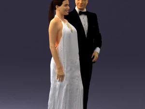 groom in dark suit and the bride 0457 3D Model