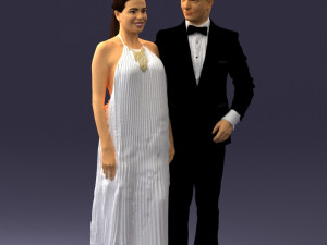 groom in dark suit and the bride 0457 3D Model
