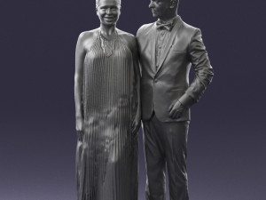groom in dark suit and the bride 0457 3D Model