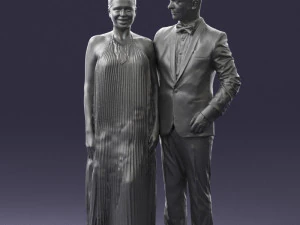 groom in dark suit and the bride 0457 3D Model