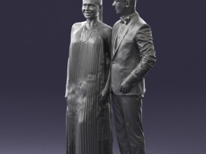 groom in dark suit and the bride 0457 3D Model