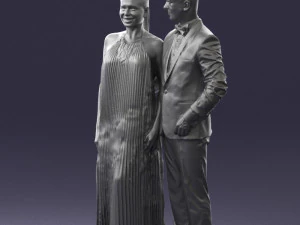groom in dark suit and the bride 0457 3D Model