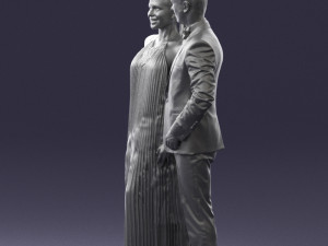 groom in dark suit and the bride 0457 3D Model