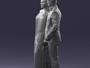 groom in dark suit and the bride 0457 3D Model