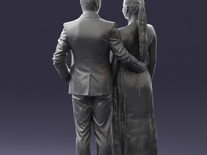 groom in dark suit and the bride 0457 3D Model