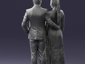 groom in dark suit and the bride 0457 3D Model