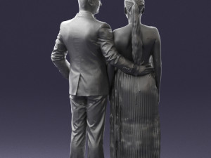 groom in dark suit and the bride 0457 3D Model
