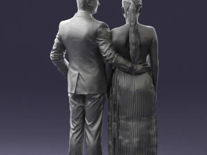 groom in dark suit and the bride 0457 3D Model