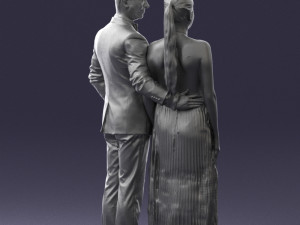 groom in dark suit and the bride 0457 3D Model