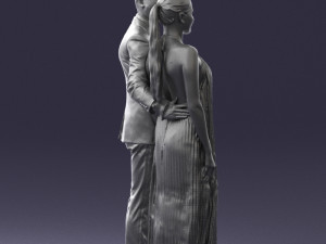 groom in dark suit and the bride 0457 3D Model