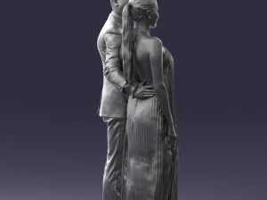 groom in dark suit and the bride 0457 3D Model