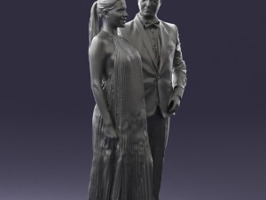 groom in dark suit and the bride 0457 3D Model