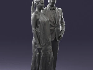 groom in dark suit and the bride 0457 3D Model