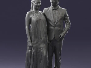 groom in dark suit and the bride 0457 3D Model