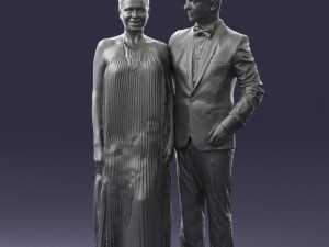 groom in dark suit and the bride 0457 3D Model