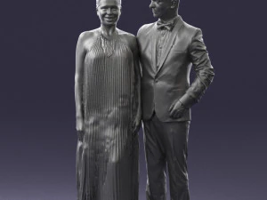 groom in dark suit and the bride 0457 3D Model
