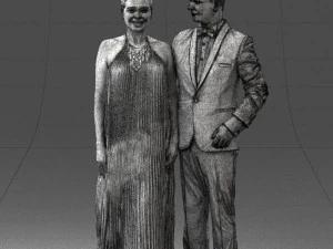 groom in dark suit and the bride 0457 3D Model