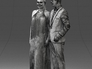 groom in dark suit and the bride 0457 3D Model