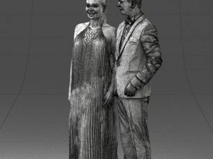 groom in dark suit and the bride 0457 3D Model