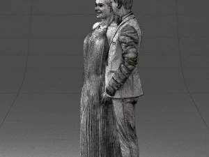 groom in dark suit and the bride 0457 3D Model