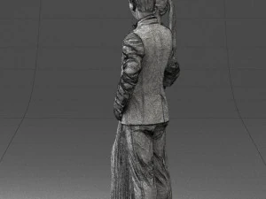 groom in dark suit and the bride 0457 3D Model