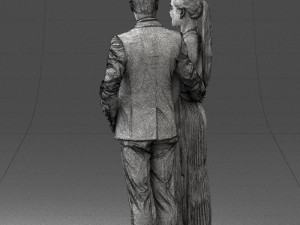 groom in dark suit and the bride 0457 3D Model