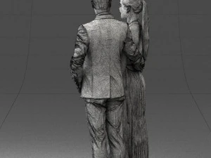 groom in dark suit and the bride 0457 3D Model
