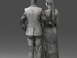 groom in dark suit and the bride 0457 3D Model