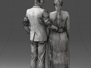 groom in dark suit and the bride 0457 3D Model