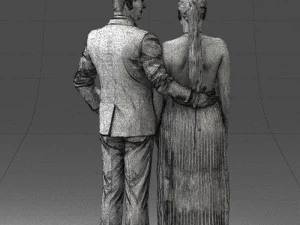 groom in dark suit and the bride 0457 3D Model