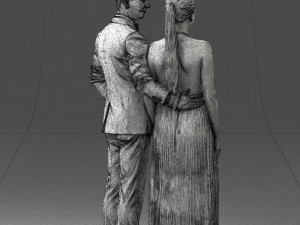 groom in dark suit and the bride 0457 3D Model