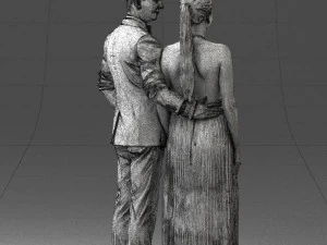 groom in dark suit and the bride 0457 3D Model