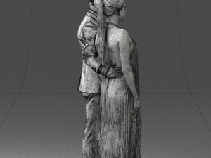 groom in dark suit and the bride 0457 3D Model