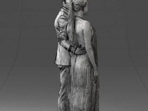 groom in dark suit and the bride 0457 3D Model