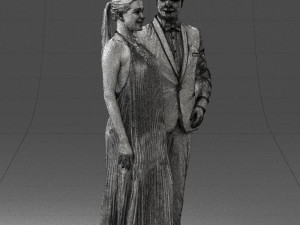 groom in dark suit and the bride 0457 3D Model