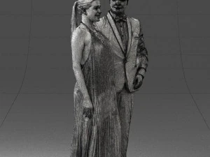 groom in dark suit and the bride 0457 3D Model
