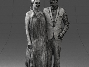 groom in dark suit and the bride 0457 3D Model