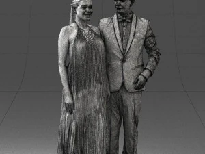 groom in dark suit and the bride 0457 3D Model